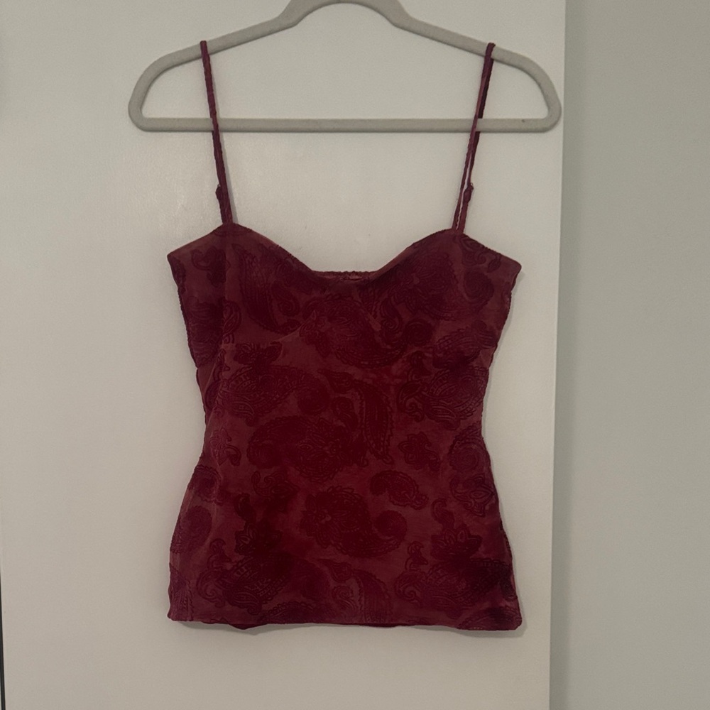 Women's Burgundy Floral Jacquard Cami Top